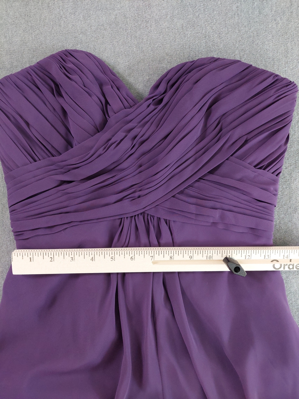 Allure Bridals Bridesmaids 1267 Eggplant Chiffon Strapless Gown Dress 10 - Picture 5 of 10